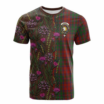 Stewart (Stuart) of Appin Family Crest Tartan Cotton T-shirt Scottish Thistle Flower Pattern Half Style