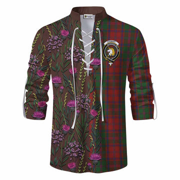 Stewart (Stuart) of Appin Family Crest Tartan Ghillie Shirt Scottish Thistle Flower Pattern Half Style