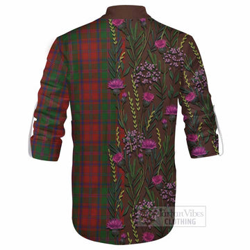 Stewart (Stuart) of Appin Family Crest Tartan Ghillie Shirt Scottish Thistle Flower Pattern Half Style