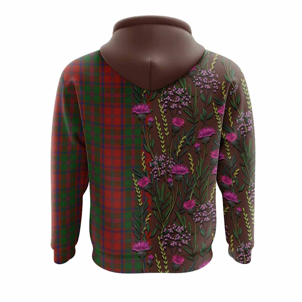 Stewart (Stuart) of Appin Family Crest Tartan Hoodie Scottish Thistle Flower Pattern Half Style - Tartan Vibes Clothing