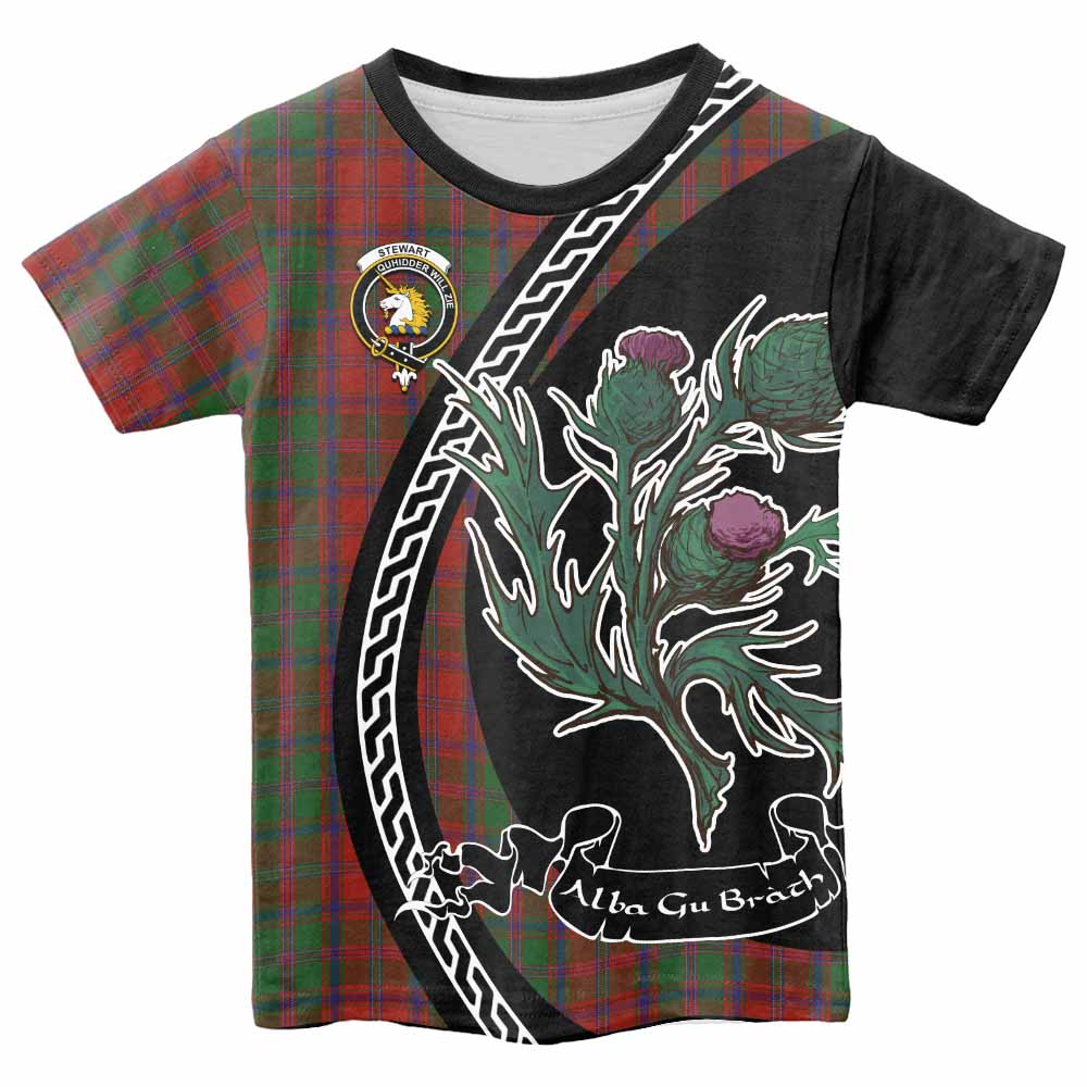 Stewart (Stuart) of Appin Family Crest Tartan Kid T-shirt Alba Thistle Inspired - Tartan Vibes Clothing