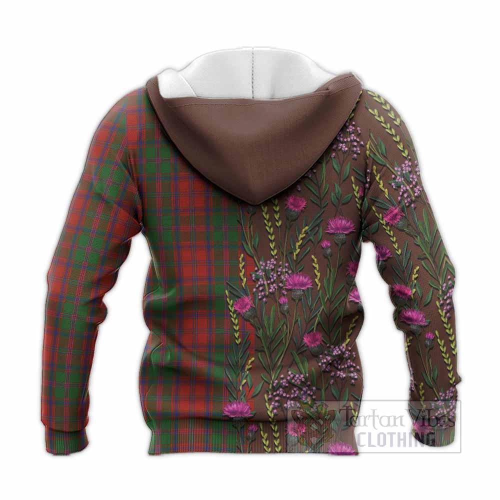Stewart (Stuart) of Appin Family Crest Tartan Knitted Hoodie Scottish Thistle Flower Pattern Half Style - Tartan Vibes Clothing