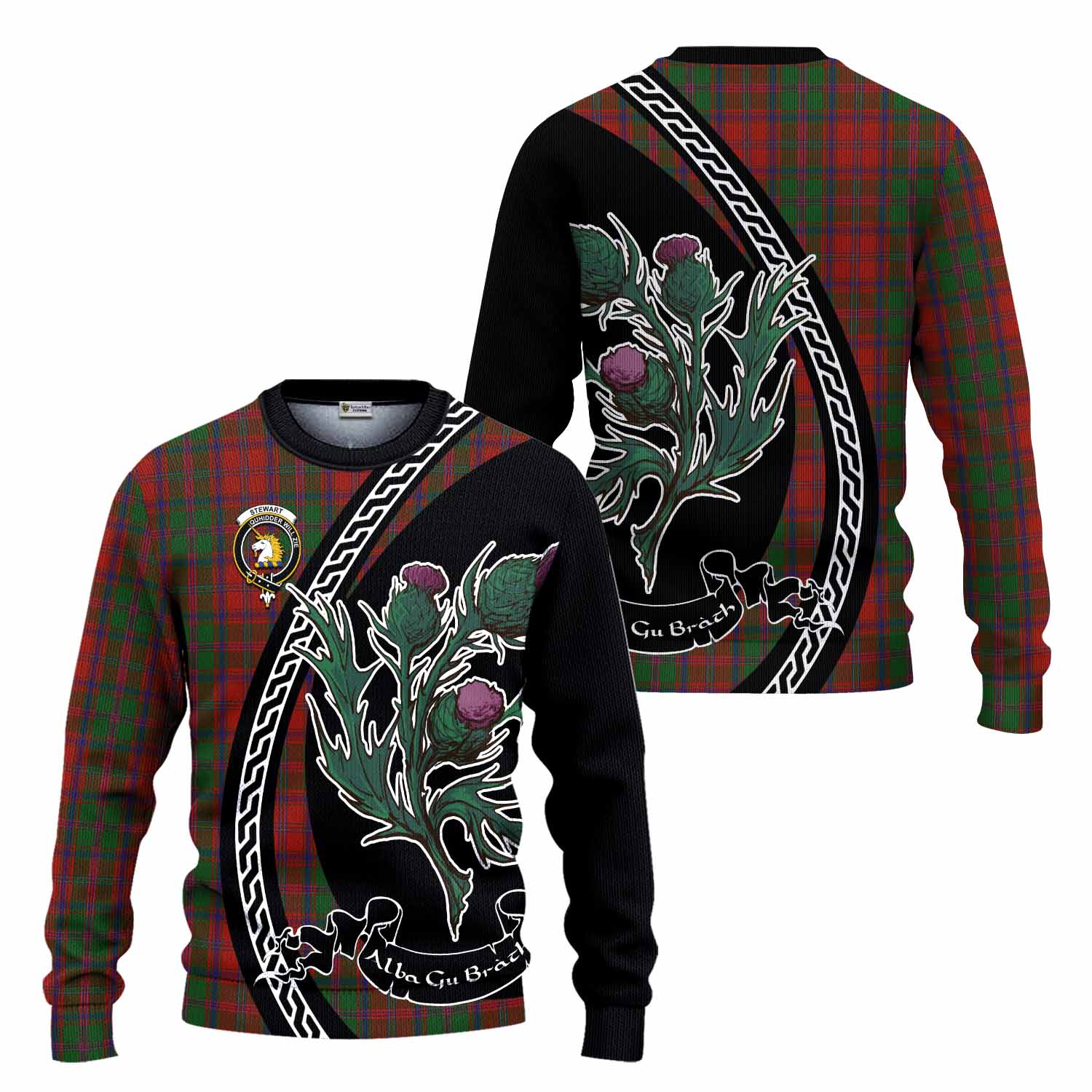 Stewart (Stuart) of Appin Family Crest Tartan Knitted Sweater Alba Thistle Inspired - Tartan Vibes Clothing