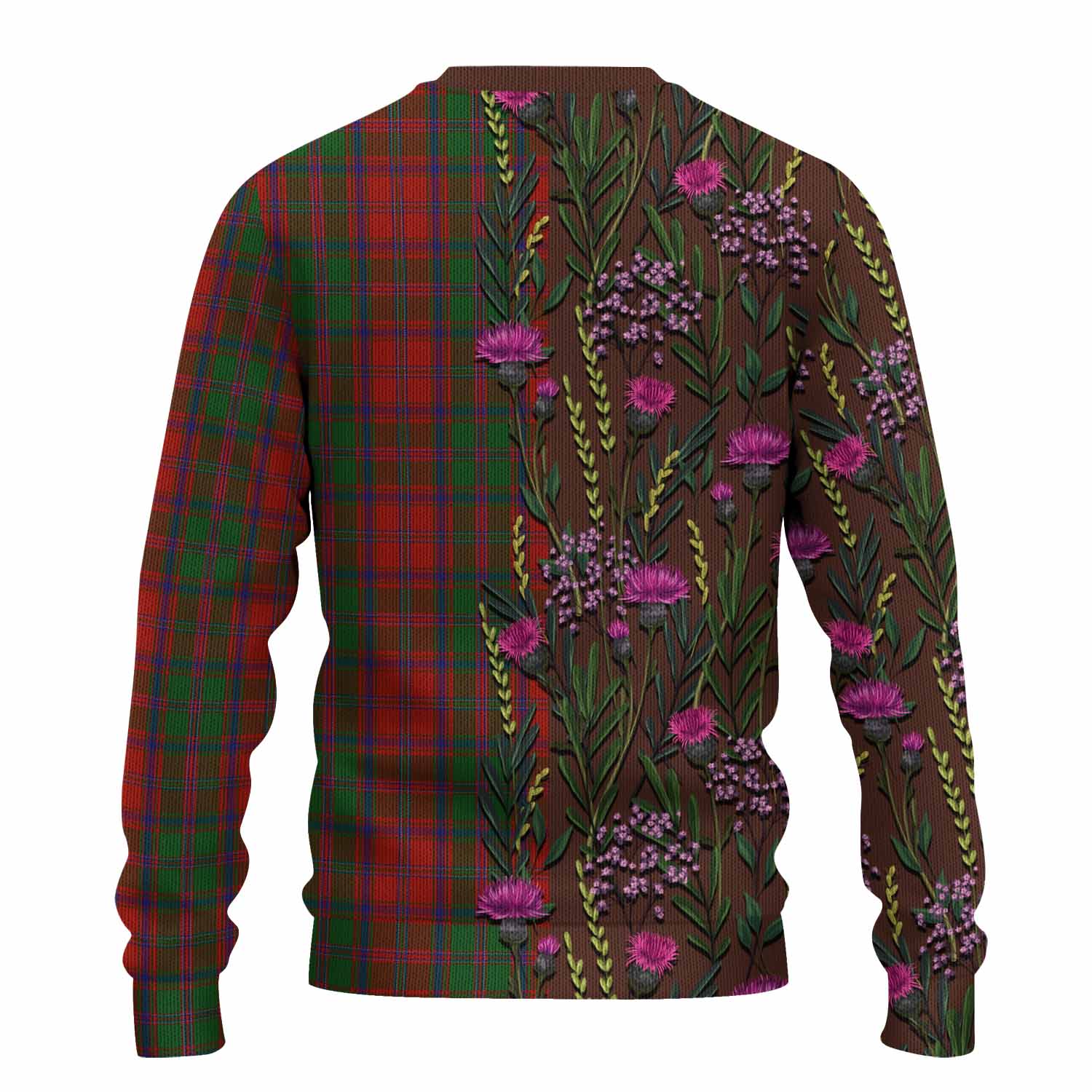 Stewart (Stuart) of Appin Family Crest Tartan Knitted Sweater Scottish Thistle Flower Pattern Half Style - Tartan Vibes Clothing