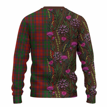 Stewart (Stuart) of Appin Family Crest Tartan Knitted Sweater Scottish Thistle Flower Pattern Half Style