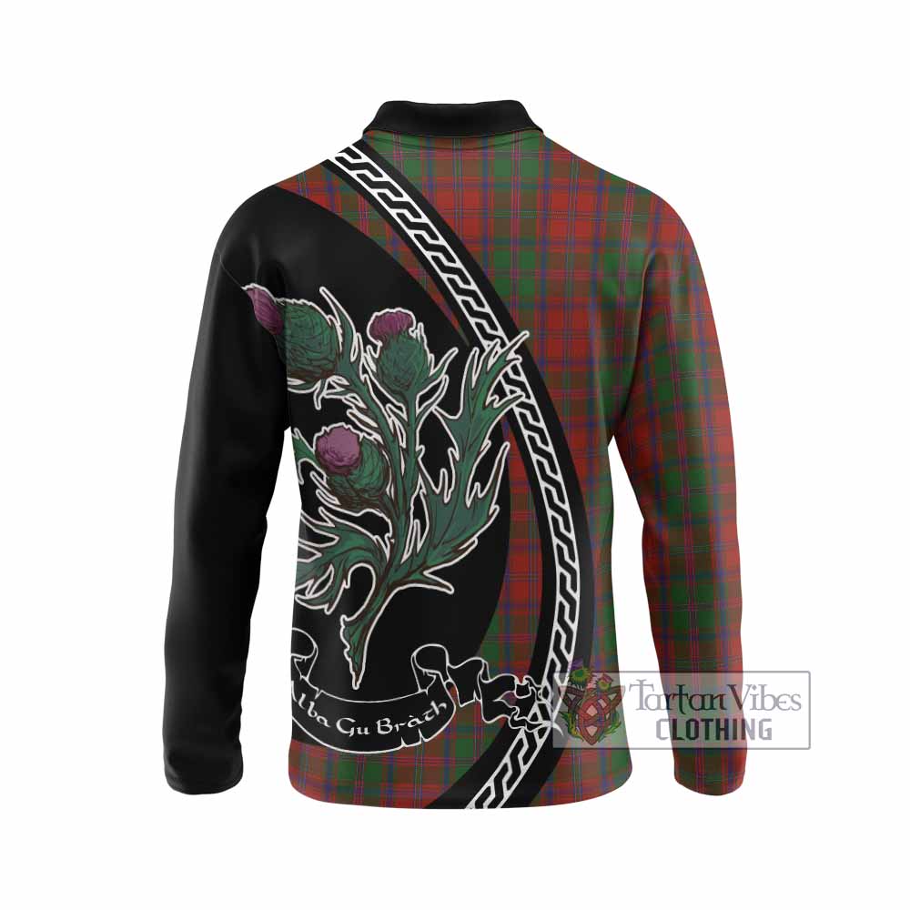 Stewart (Stuart) of Appin Family Crest Tartan Long Sleeve Polo Shirt Alba Thistle Inspired - Tartan Vibes Clothing