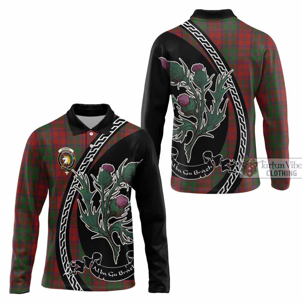Stewart (Stuart) of Appin Family Crest Tartan Long Sleeve Polo Shirt Alba Thistle Inspired - Tartan Vibes Clothing