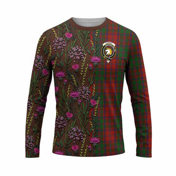 Stewart (Stuart) of Appin Family Crest Tartan Long Sleeve T-Shirt Scottish Thistle Flower Pattern Half Style
