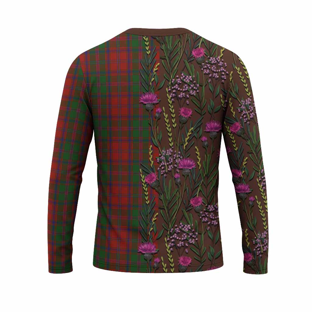 Stewart (Stuart) of Appin Family Crest Tartan Long Sleeve T-Shirt Scottish Thistle Flower Pattern Half Style - Tartan Vibes Clothing