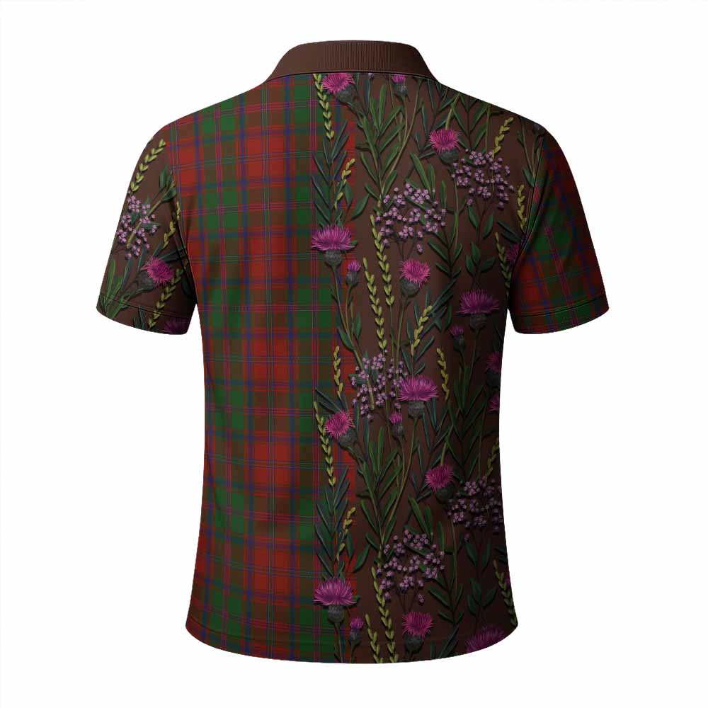 Stewart (Stuart) of Appin Family Crest Tartan Polo Shirt Scottish Thistle Flower Pattern Half Style - Tartan Vibes Clothing