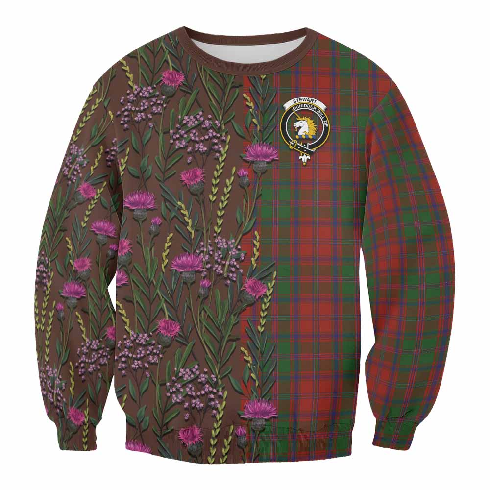 Stewart (Stuart) of Appin Family Crest Tartan Sweatshirt Scottish Thistle Flower Pattern Half Style - Tartan Vibes Clothing
