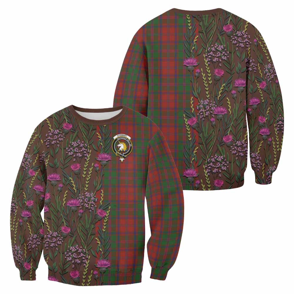 Stewart (Stuart) of Appin Family Crest Tartan Sweatshirt Scottish Thistle Flower Pattern Half Style - Tartan Vibes Clothing