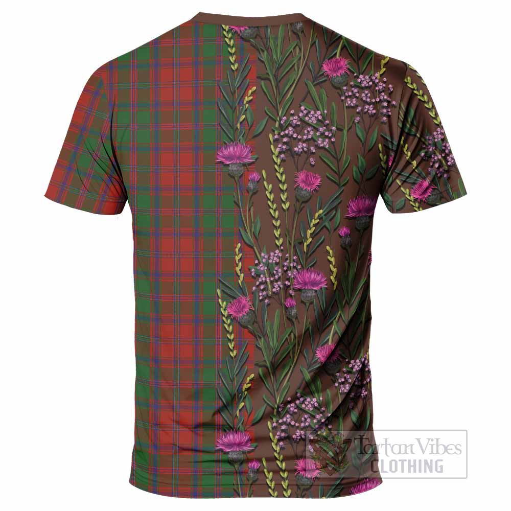 Stewart (Stuart) of Appin Family Crest Tartan T-Shirt Scottish Thistle Flower Pattern Half Style - Tartan Vibes Clothing