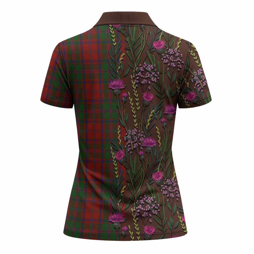 Stewart (Stuart) of Appin Family Crest Tartan Women Polo Shirt Scottish Thistle Flower Pattern Half Style - Tartan Vibes Clothing