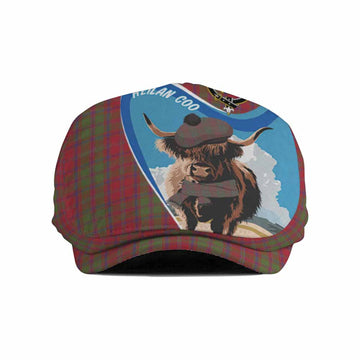 Stewart (Stuart) of Appin Scottish Heilan Coo Tartan Crest Flat Cap, Jeff Cap