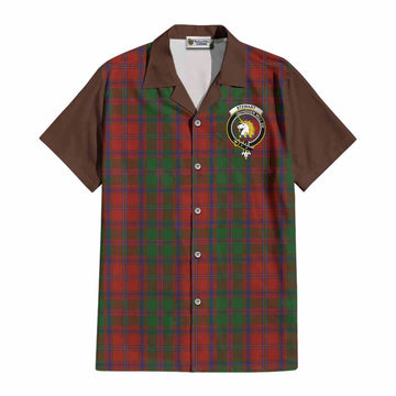 Stewart (Stuart) of Appin Tartan Accent Cotton Hawaiian Shirt with Family Crest