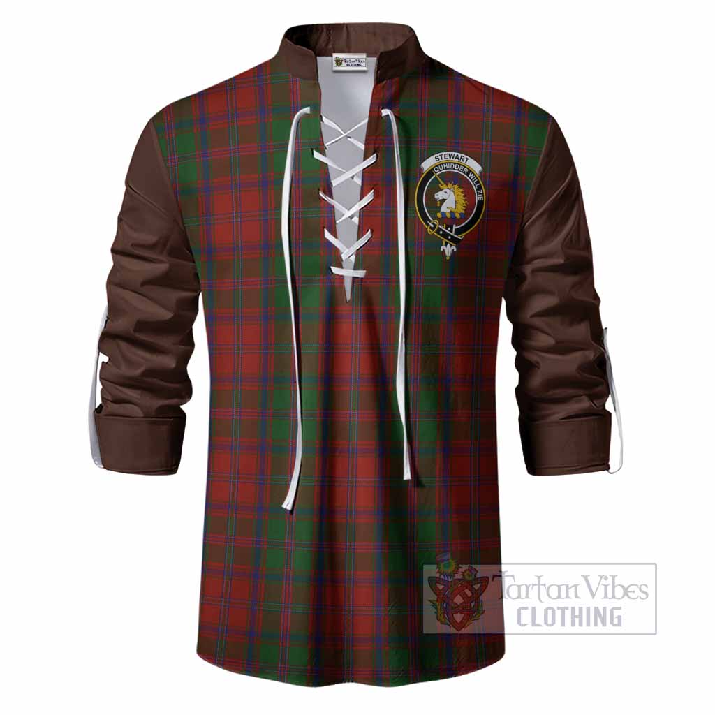 Stewart (Stuart) of Appin Tartan Accent Ghillie Shirt with Family Crest