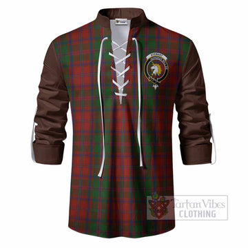 Stewart (Stuart) of Appin Tartan Accent Ghillie Shirt with Family Crest