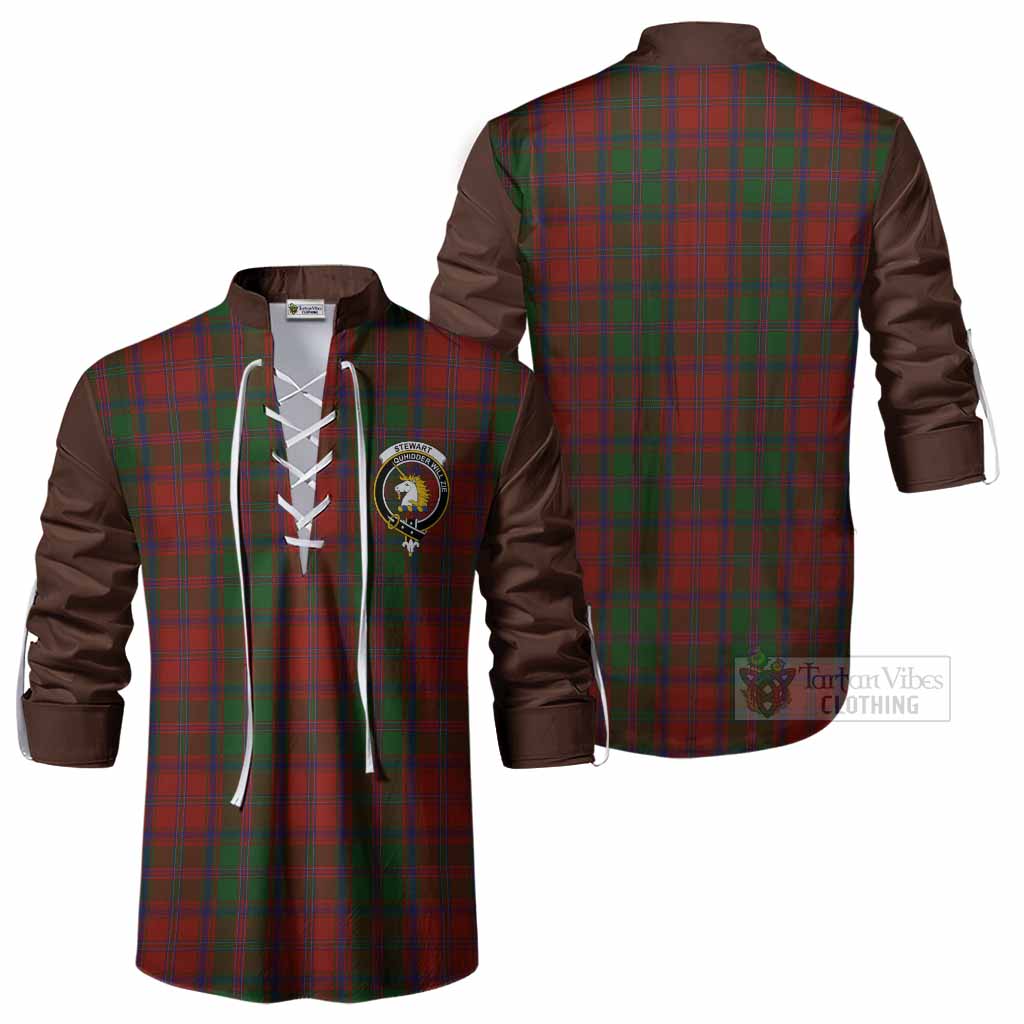 Stewart (Stuart) of Appin Tartan Accent Ghillie Shirt with Family Crest