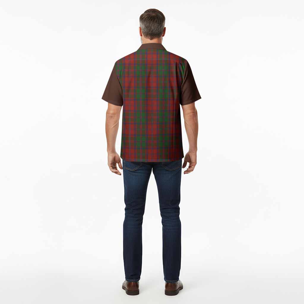 Stewart (Stuart) of Appin Tartan Accent Hawaiian Shirt with Family Crest