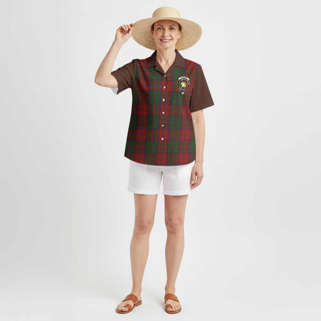 Stewart (Stuart) of Appin Tartan Accent Hawaiian Shirt with Family Crest