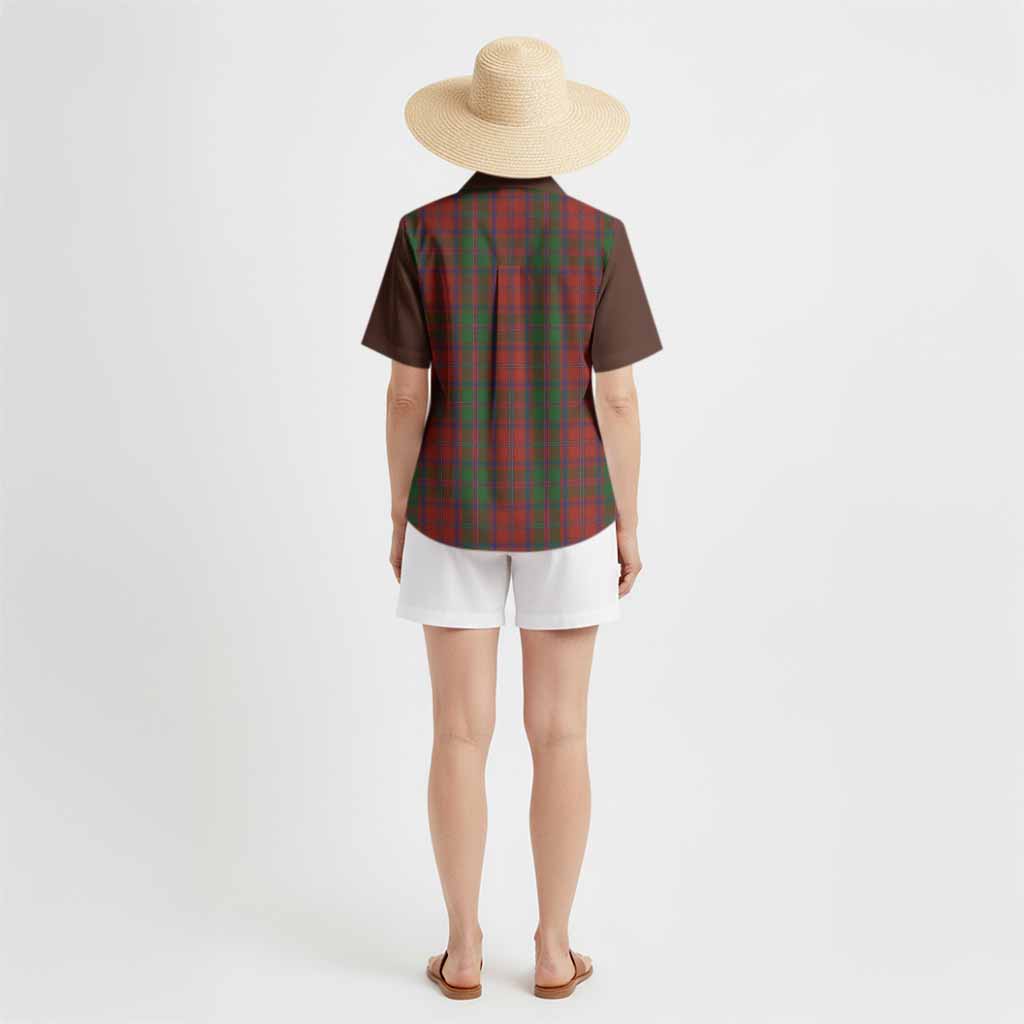 Stewart (Stuart) of Appin Tartan Accent Hawaiian Shirt with Family Crest