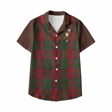 Stewart (Stuart) of Appin Tartan Accent Kid Hawaiian Shirt with Family Crest