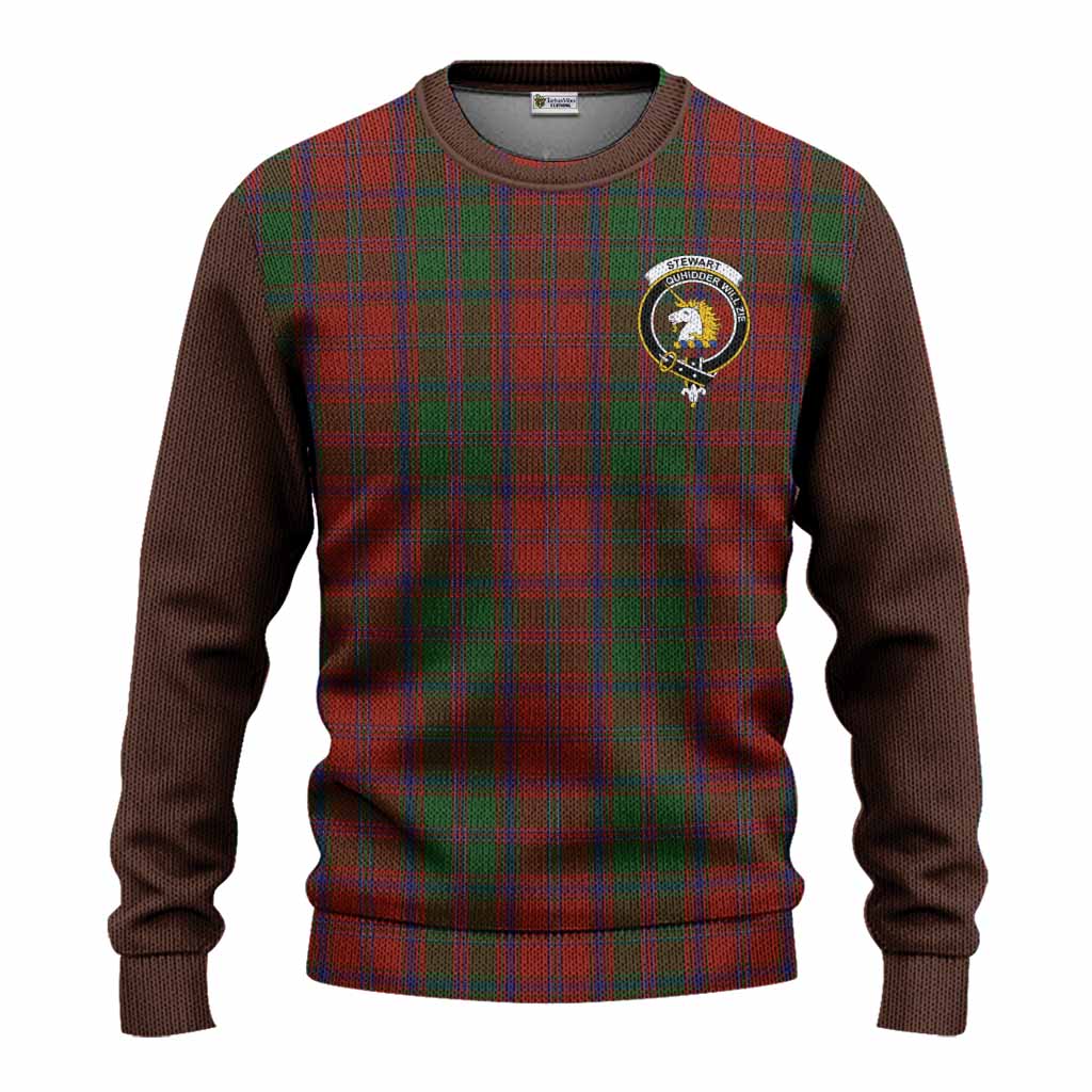 Stewart (Stuart) of Appin Tartan Accent Knitted Sweater with Family Crest