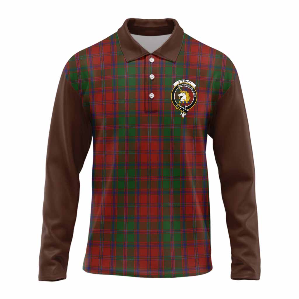Stewart (Stuart) of Appin Tartan Accent Long Sleeve Polo Shirt with Family Crest