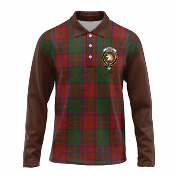 Stewart (Stuart) of Appin Tartan Accent Long Sleeve Polo Shirt with Family Crest