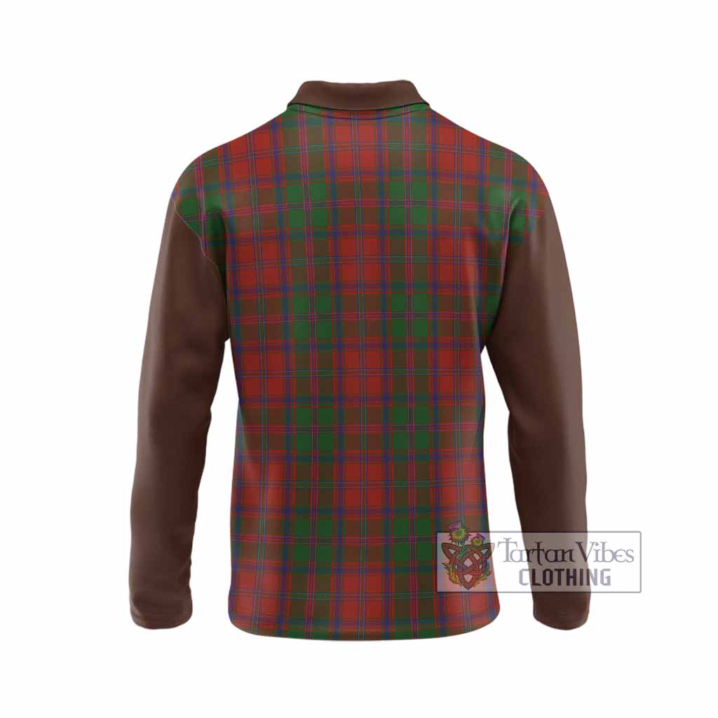 Stewart (Stuart) of Appin Tartan Accent Long Sleeve Polo Shirt with Family Crest