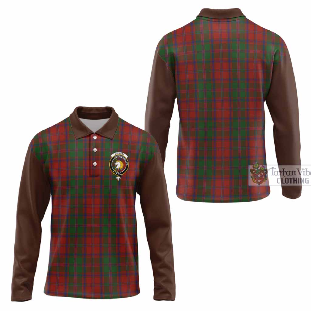 Stewart (Stuart) of Appin Tartan Accent Long Sleeve Polo Shirt with Family Crest