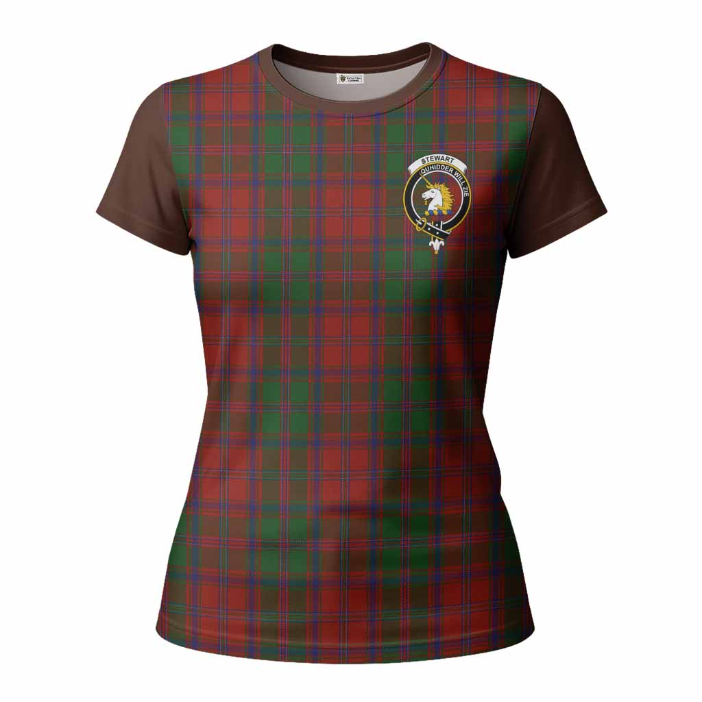 Stewart (Stuart) of Appin Tartan Accent Women T shirt with Family Crest