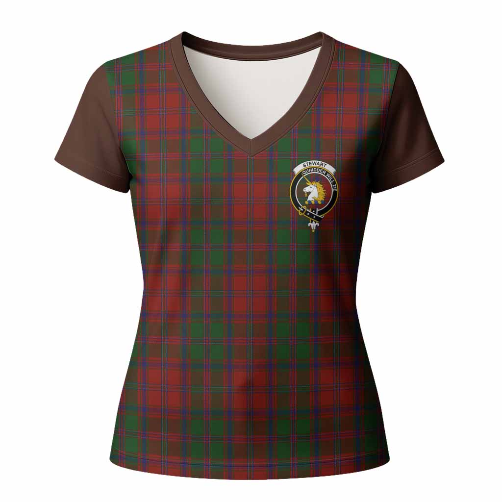 Stewart (Stuart) of Appin Tartan Accent Women T shirt with Family Crest