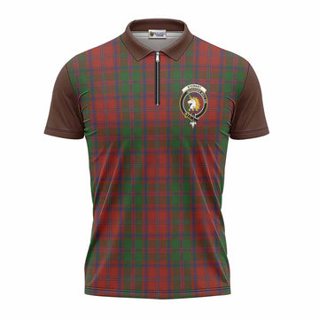 Stewart (Stuart) of Appin Tartan Accent Zipper Polo Shirt with Family Crest