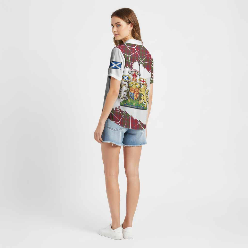 Stewart (Stuart) of Appin Tartan Cotton Hawaiian Shirt with Family Crest and Lion Rampant Grunge Style