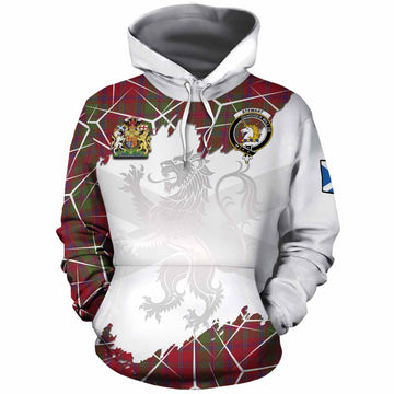 Stewart (Stuart) of Appin Tartan Cotton Hoodie with Family Crest and Lion Rampant Grunge Style