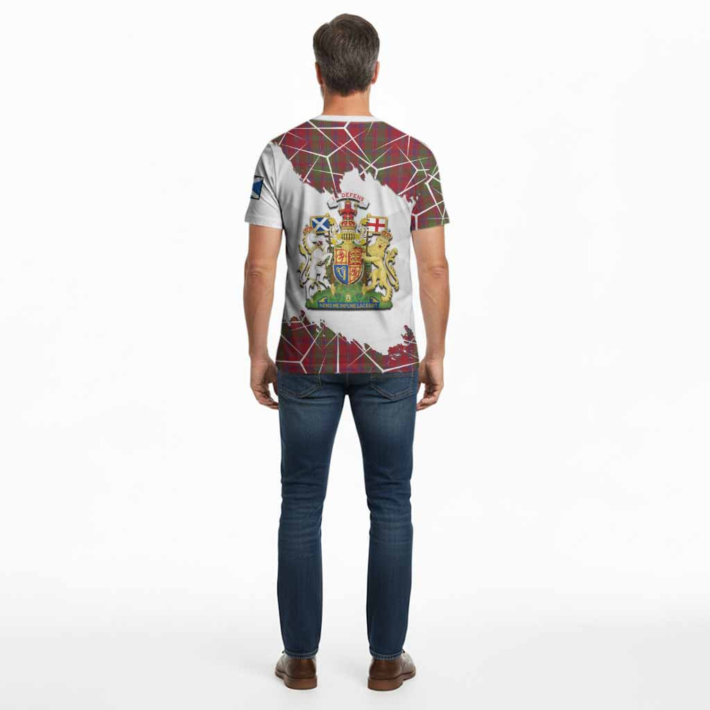 Stewart (Stuart) of Appin Tartan Cotton T-shirt with Family Crest and Lion Rampant Grunge Style
