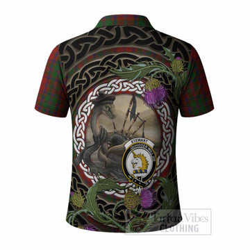 Stewart (Stuart) of Appin Tartan Crest Bagpipe Nessie Polo Shirt Scottish Loch Ness Monster Celtic Thistle
