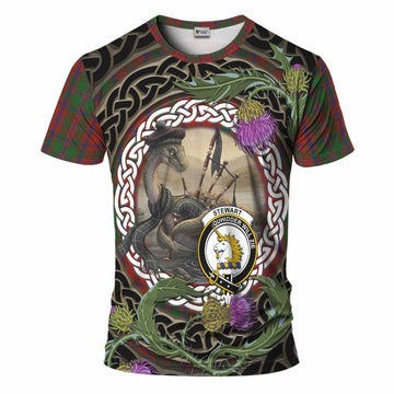 Stewart (Stuart) of Appin Tartan Crest Bagpipe Nessie T-Shirt Scottish Loch Ness Monster Celtic Thistle