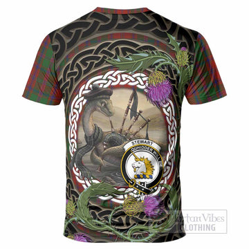 Stewart (Stuart) of Appin Tartan Crest Bagpipe Nessie T-Shirt Scottish Loch Ness Monster Celtic Thistle