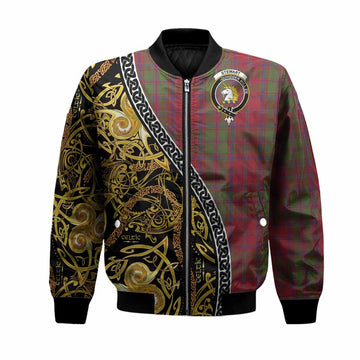 Stewart (Stuart) of Appin Tartan Crest Bomber Jacket Celtic Knot and Triple Trickle Spiral Symbols
