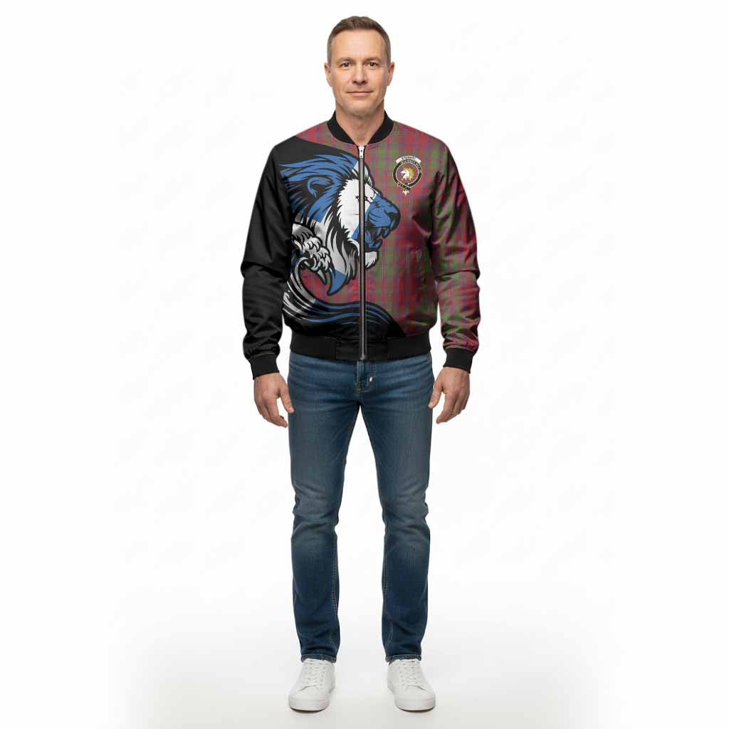 Stewart (Stuart) of Appin Tartan Crest Bomber Jacket Scottish Golden Lions Wave Flow