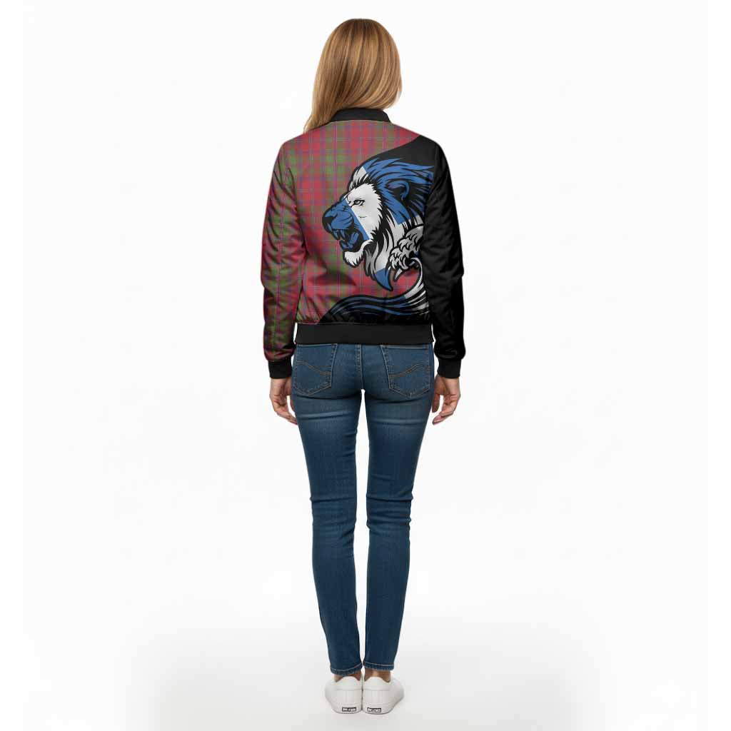 Stewart (Stuart) of Appin Tartan Crest Bomber Jacket Scottish Golden Lions Wave Flow