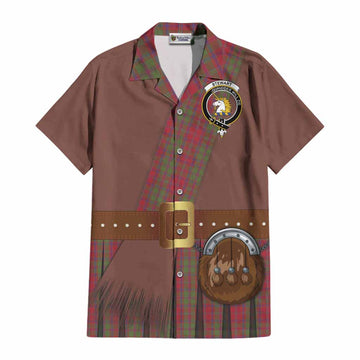 Stewart (Stuart) of Appin Tartan Crest Cotton Hawaiian Shirt Kilt Costume Style