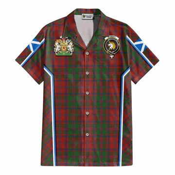 Stewart (Stuart) of Appin Tartan Crest Cotton Hawaiian Shirt Scotland Coat of Arm Flag Style