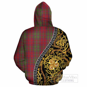 Stewart (Stuart) of Appin Tartan Crest Cotton Hoodie Celtic Knot and Triple Trickle Spiral Symbols