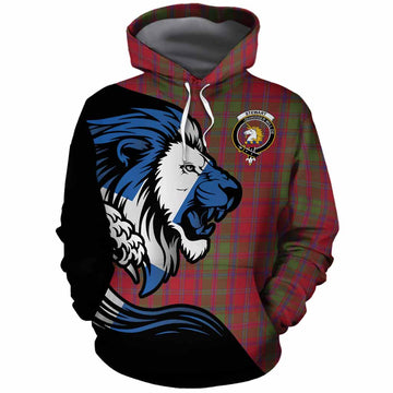Stewart (Stuart) of Appin Tartan Crest Cotton Hoodie Scottish Golden Lions Wave Flow