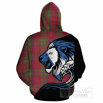 Stewart (Stuart) of Appin Tartan Crest Cotton Hoodie Scottish Golden Lions Wave Flow
