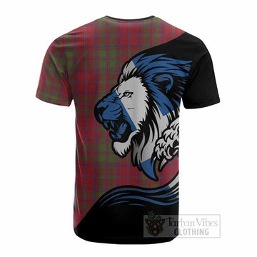 Stewart (Stuart) of Appin Tartan Crest Cotton T-shirt Scottish Golden Lions Wave Flow